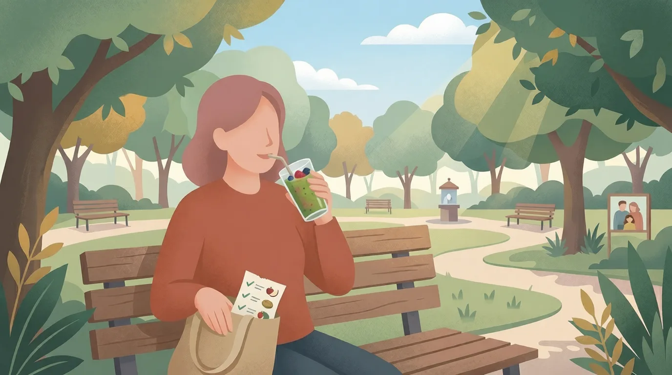 Illustration of a person relaxed and eating outdoors